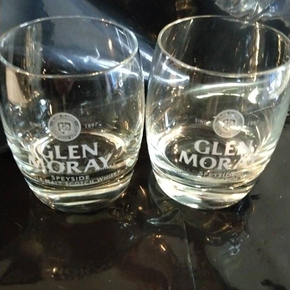 2 Glen Moray Scotch Whiskey Rocks Glasses